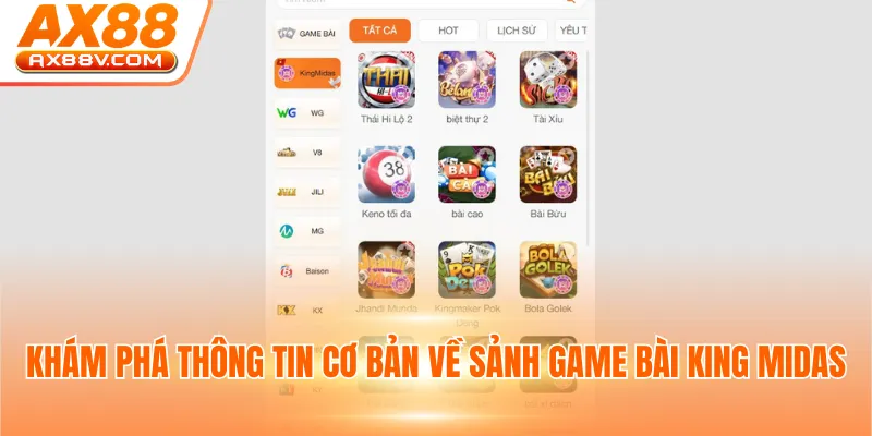 Khám phá thông tin cơ bản về sảnh game bài King Midas